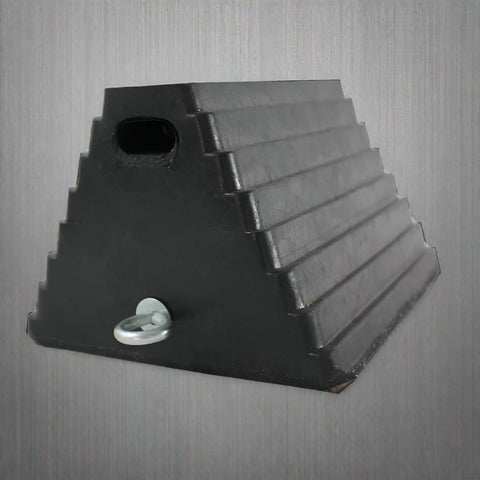 Rubber Wheel Chock with Steel Eye Bolt – 83WC
Heavy-Duty Vehicle Tire Chock for Trailers and RVs
Non-Slip Rubber Parking Chock – 10 x 8 x 6 Inches