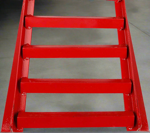 Red 5-ton hydraulic car lift ramps side view
Heavy-duty steel ramps with hydraulic system
Close-up of car tire on lift ramp for maintenance
Extended length car ramps for low-profile vehicles
Pair of hydraulic vehicle ramps for garage use