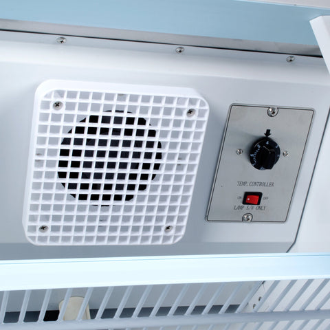 "Siebel G258 black commercial display fridge with glass door"
"Interior of merchandiser fridge with 4 adjustable shelves"
"LED-lit single door commercial beverage refrigerator"
"Retail cooler with 32-41°F temperature range"
"NSF certified display fridge with black finish and clear front"