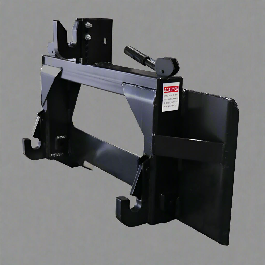 Skid Steer to 3-Point Hitch Adapter – Front View
Quick Attach Adapter Mounted on Loader
Universal 3-Point Adapter Frame – Side Angle
Heavy-Duty Steel Hitch Adapter – Rear View