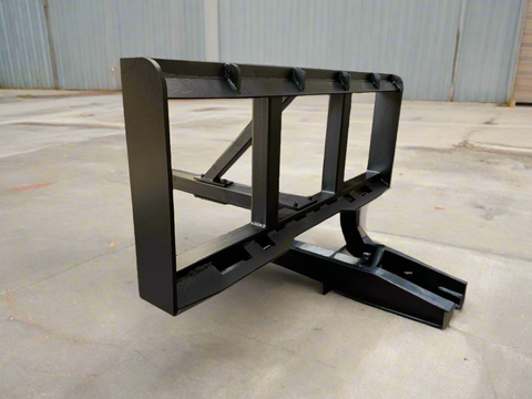 Skid steer trailer hitch attachment – front angled view
Hitch receiver close-up – Model 55763
Rear view of universal skid steer hitch
Trailer hitch mounted on skid steer