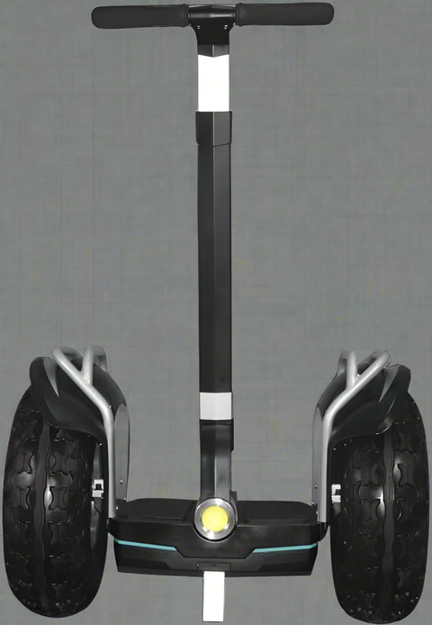 Off-road self-balancing transporter with 19” tires - front view
Side angle of electric Segway-style smart transporter
Smart mobility scooter for outdoor terrain
All-terrain electric transporter with LED headlights and handlebar bag