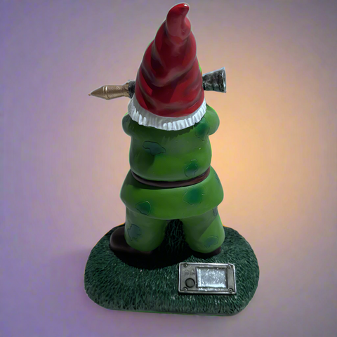 "Solar Military Garden Gnome with RPG for Outdoor Lawn Decor"
"Funny Solar Garden Gnome Statue with Weapon Design"
"Military Themed Solar Powered Garden Gnome Figurine"
"Hand-Painted Resin Gnome with RPG and Solar Light for Patio and Garden"