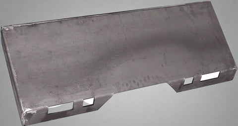Weld-on quick attach mount plate for skid steer loaders
Universal steel plate with skid steer quick attach cutouts
Side view of heavy-duty quick attach skid steer plate
Grade 50 steel weld-on plate for skid steer attachment conversion