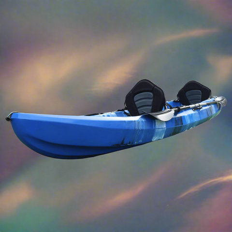Tandem 12.5 FT Sit-On-Top Paddle Kayak – Front View
Stable Hull 2-Person Kayak for Lake Adventures
Blue Tandem Paddle Kayak with Backrests and Paddles
Lightweight Tandem 12.5 FT Kayak for Family Trips