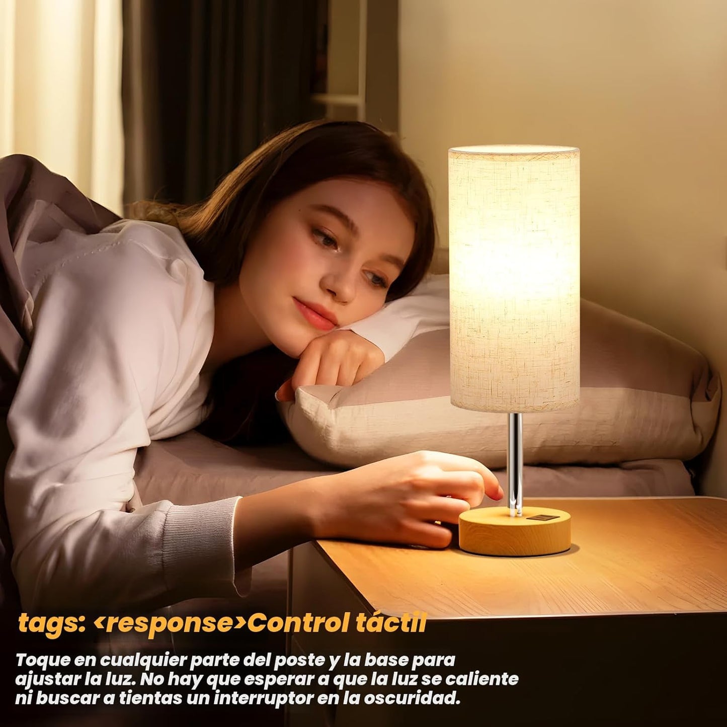 NEW Touch Control Bedside Table Lamp with USB Charging Port Dimmable Night Light White T2674 - with | Sold by Uncle Wiener's Wholesale