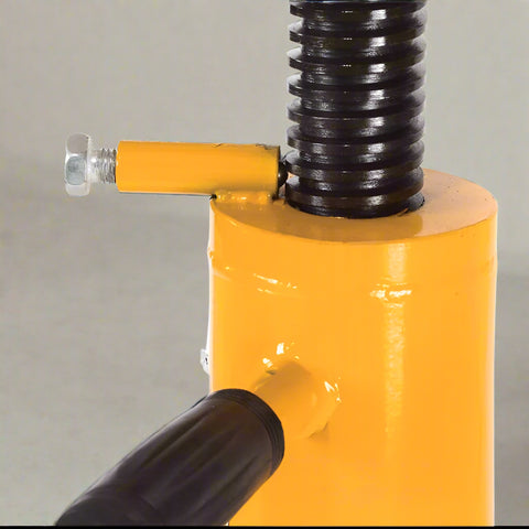 Trailer Stabilizing Jack Stand – 100,000 lb Capacity Yellow with Wheels
TSJ005 Jack Stand – Height Adjustable with Ratchet Handle
Heavy-Duty Jack Stand for Trailers – Side View Extended
Commercial Trailer Jack – Folded View with Wheel Base