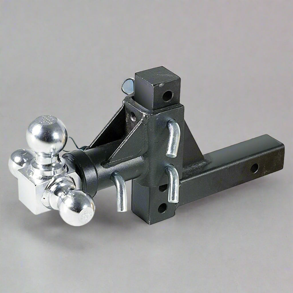 Tri Swivel 3-Ball Hitch Mount – HB004 with 2” Receiver
Rotating Trailer Hitch Ball Set – 3 Ball Sizes View
Heavy-Duty Hitch Mount with Adjustable Drop
Trailer Hitch with Chrome Plated Balls – Side View
Swivel Trailer Ball Hitch with Pins and Clips