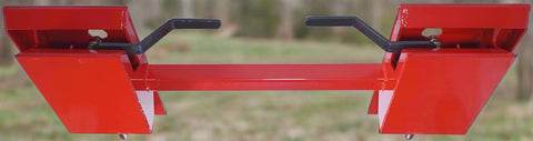 Red tree and fence post puller attachment for skid steer
Side view of HLA95 quick attach post puller
Close-up of welded frame and mounting plate
Top view of post puller showing jaw spacing
Tree and post puller connected to tractor