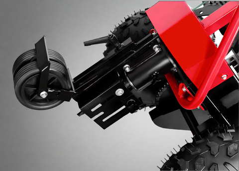 Walk-behind cable laying machine with 196cc engine
Side View: Heavy-duty DRCL65C cable trencher for wire installation
Top View: Commercial-grade wire reel laying machine in red