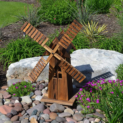 NEW Wooden Dutch Windmill Garden Decoration 11272022 – Rustic Outdoor Decor - with | Sold by Uncle Wiener's Wholesale
