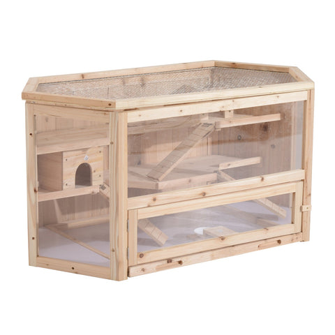 New Wooden Large Hamster & Rodent Cage with 3 Tiers – Natural Wood – SKU HH001 - with | Sold by Uncle Wiener's Wholesale