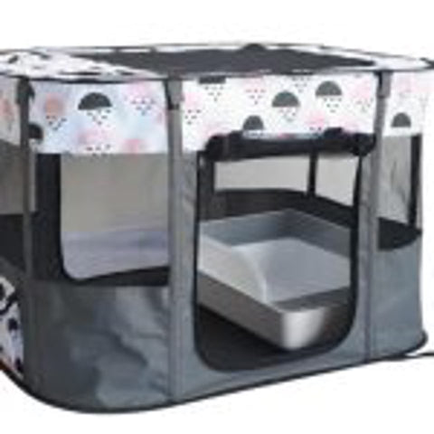 XL foldable dog crate with mesh windows and roll-up door
Portable pet house crate with removable top skylight
Indoor and outdoor soft pet kennel setup
Folded dog crate for easy storage and travel
Cat and dog resting in mesh pet crate