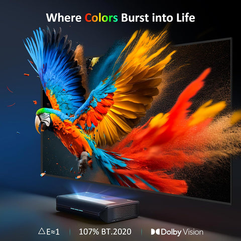 NexiGo Aurora Pro, Ultra Short Throw 4K Tri - Color Laser Projector, 2400 Lumens, Screen Adoption, Dynamic Laser Dimming, Dolby Vision & Atoms, HDR10+, HLG, Active 3D, 60W Speakers, UST Laser TV - with | Sold by Uncle Wiener's Wholesale