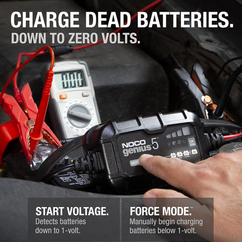 NOCO GENIUS5: 5A 6V/12V Smart Battery Charger – Automatic Maintainer, Trickle Charger & Desulfator with Overcharge Protection & Temperature Compensation – for Lead - Acid & Lithium Batteries - with | Sold by Uncle Wiener's Wholesale