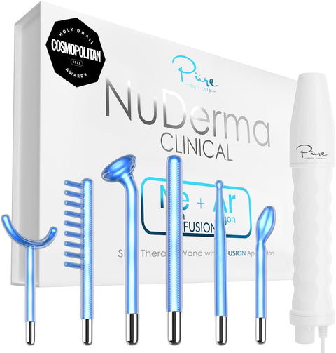 NuDerma Clinical Skin Therapy Wand - Portable Skin Therapy Machine w 6 Fusion Neon + Argon Wands – Anti Aging - Clarifying - Skin Tightening & Radiance - Wrinkle Reducing - with | Sold by Uncle Wiener's Wholesale