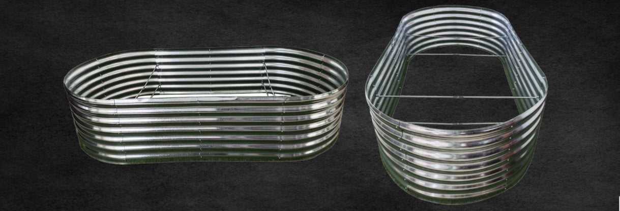 Oval Galvanized Metal Raised Garden Bed Planter for Vegetables, Herbs & Flowers - with 8 × 4 × 3 ft Raised Garden Bed | Sold by Uncle Wiener's Wholesale