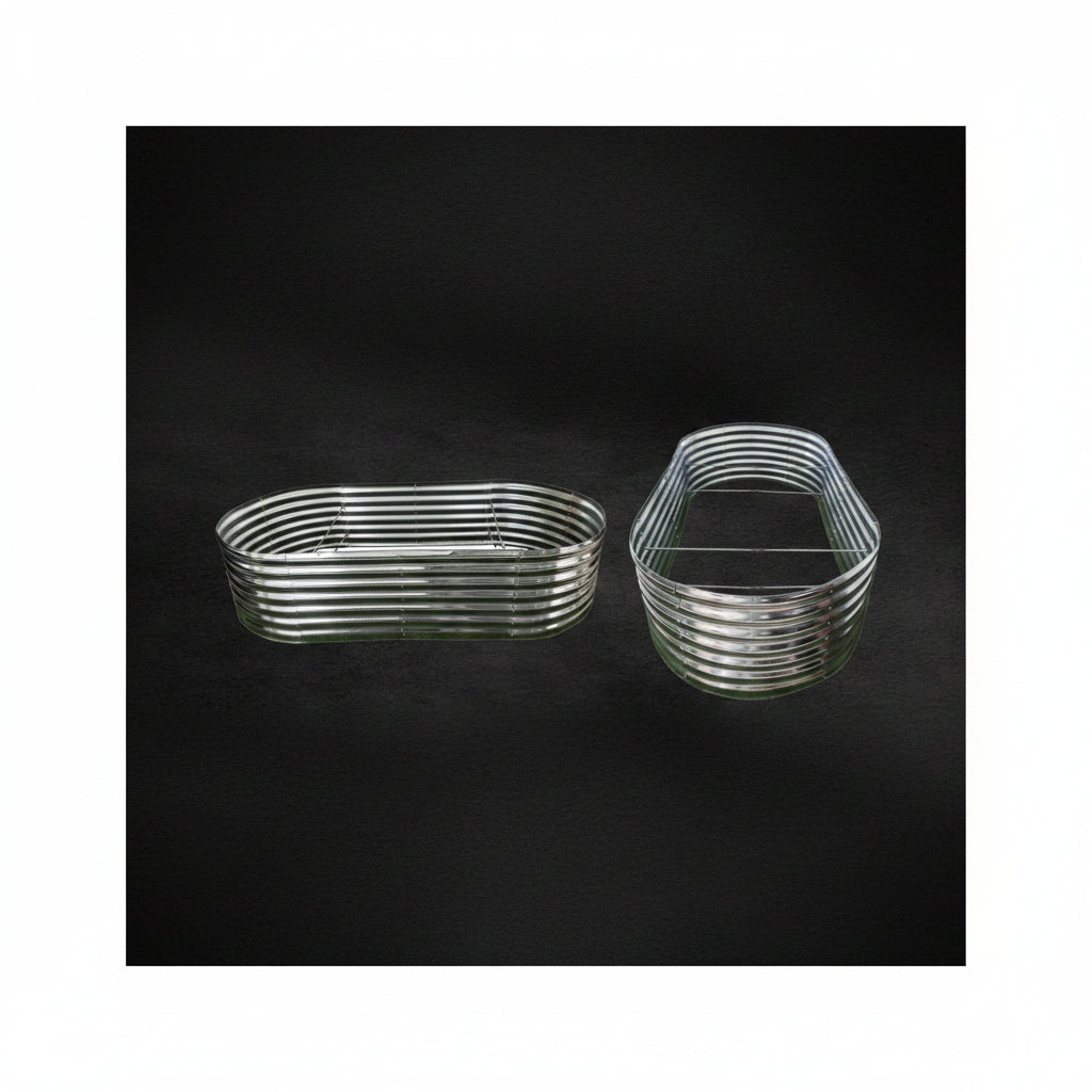 Oval Galvanized Metal Raised Garden Bed Planter for Vegetables, Herbs & Flowers - with 8 × 4 × 3 ft Raised Garden Bed | Sold by Uncle Wiener's Wholesale