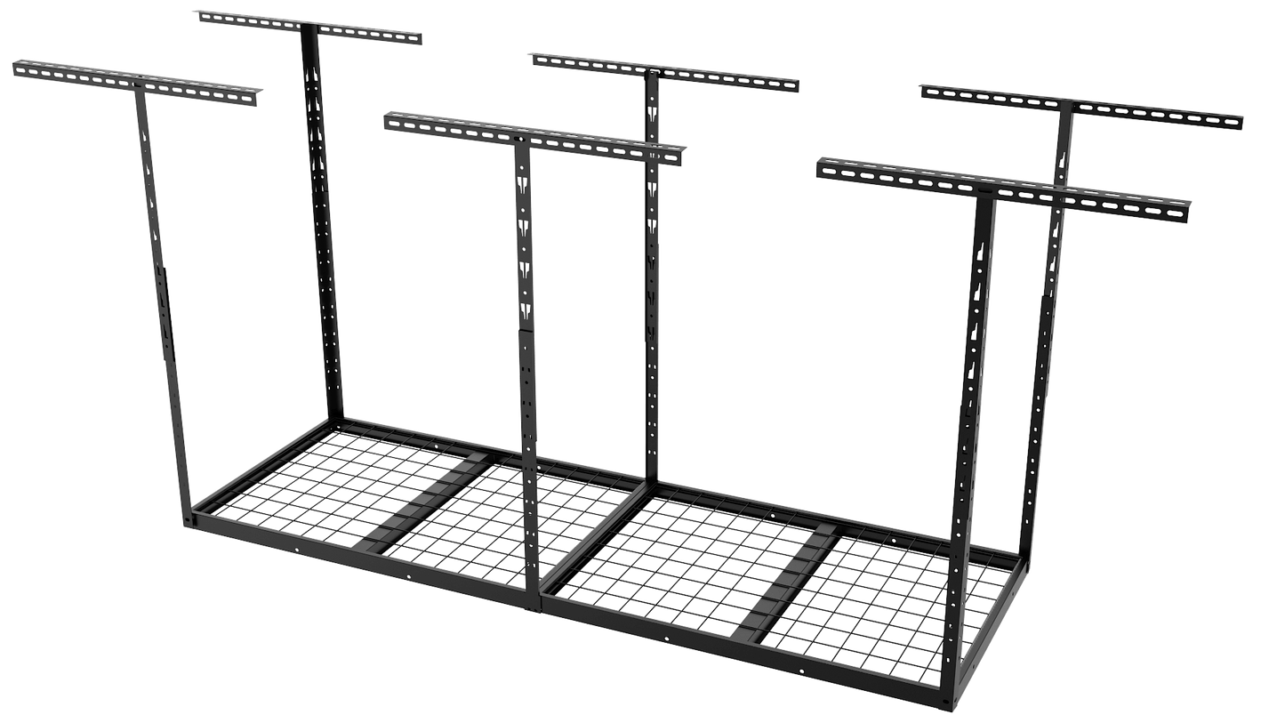 Overhead Garage Storage Rack Adjustable Ceiling Mounted Heavy Duty 3x6 ft & 3x8 ft Black CR3672 - with 3x8 ft Overhead Garage Storage Rack | Sold by Uncle Wiener's Wholesale