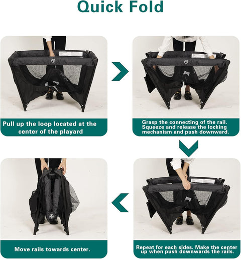 Pamo Babe Portable Crib Baby Playpen with Mattress and Storage Bag - with | Sold by Uncle Wiener's Wholesale