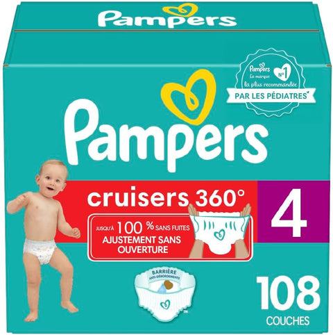 Pampers Cruisers 360° Fit Pull on diapers, size 4, 108 count, Disposable Diapers with Stretchy Waistband - with | Sold by Uncle Wiener's Wholesale