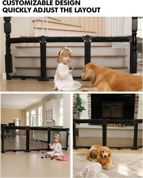 Patywaga Extra Wide Baby Gate Playpen with Heat - Resistant Mesh,3 Panel Foldable Baby Fence,Indoor/Outdoor Safety Barrier,Dog Playpen & Fireplace Gate - with | Sold by Uncle Wiener's Wholesale