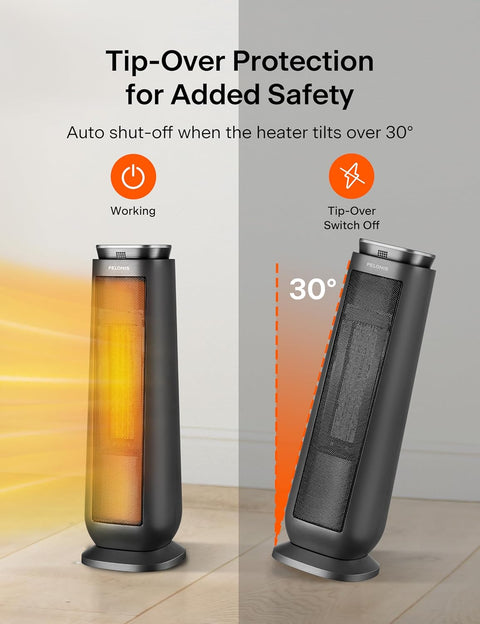 Pelonis Space Heater Portable for Indoor Use, 23 Inch Electric Heater with remote for Bedroom, 1500W PTC Fan Heater with Overheating& tip - over Protection, Quiet, Energy Efficient, 70°Oscillating - with | Sold by Uncle Wiener's Wholesale