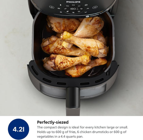 Philips 2000 Series Airfryer - 4.4 qt (4.2 l) Pan, 13 Cooking Functions, RapidAir Technology, Healthy Cooking with 90% Less Fat, Efficient & Fast (NA220/00) - with | Sold by Uncle Wiener's Wholesale