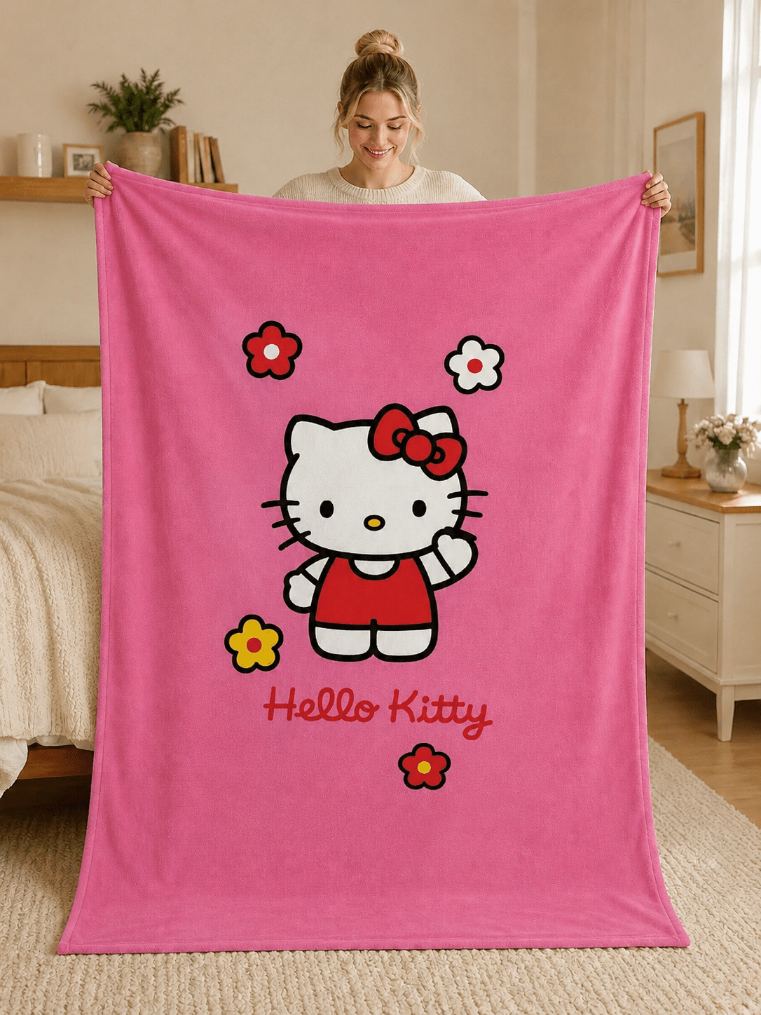 Pink Hello Kitty Queen Size 60" x 80" Soft Plush Blanket for Bed, Couch, Kids Room & Gift HE6080 - with | Sold by Uncle Wiener's Wholesale