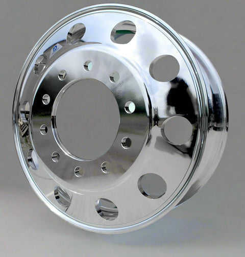 "Polished 24.5-inch aluminum truck rim for heavy-duty vehicle"
"22.5-inch lightweight polished wheel for semi-trucks"