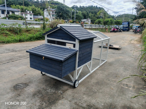 Portable Chicken Tractor Coop with Wheels – Outdoor Wooden Hen House with Nesting Box & Run MSHC046 - with | Sold by Uncle Wiener's Wholesale