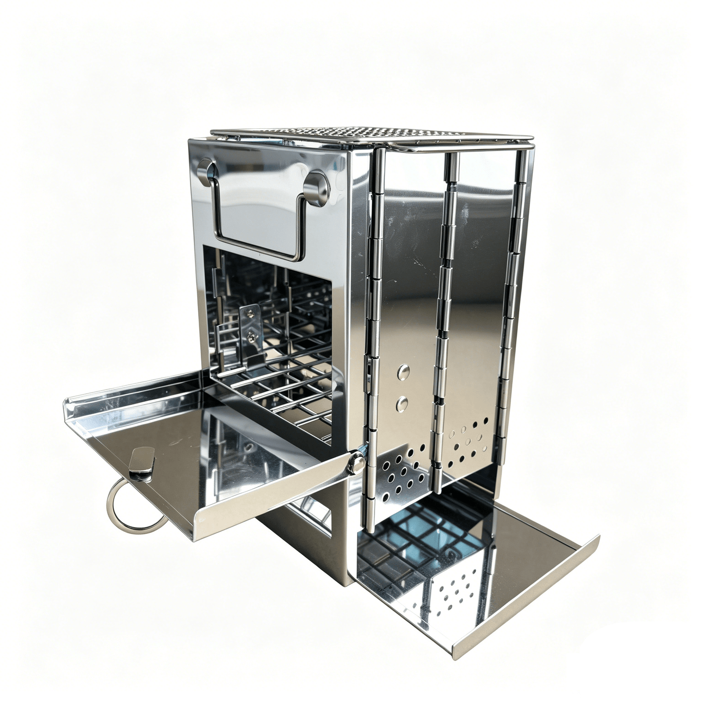 Portable Stainless Steel Wood Burning Camp Stove | Folding, Lightweight & Compact Outdoor Cooking Gear - S3045 - Camping Gear with | Sold by Uncle Wiener's Wholesale