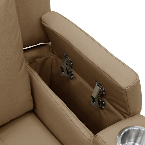 Power Lift Recliner Massage Chair with Single Motor, Air Massage, Arm Storage, Cup Holders & Tech Leather Finish - with Beige | Sold by Uncle Wiener's Wholesale
