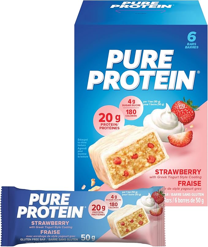 Pure Protein Chocolate Peanut Butter High Protein Bars Gluten Free Low Sugar 6 Pack - Snack with Strawberry | Sold by Uncle Wiener's Wholesale