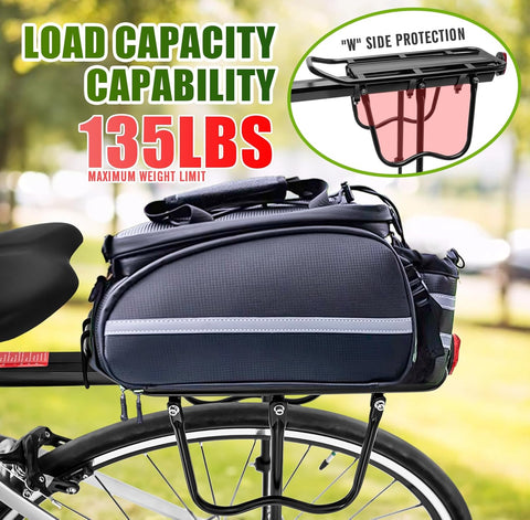 Rear Bike Rack Bike Cargo Rack 110 - 135Lb Capacity Bike Rear Rack Universal Adjustable Bike Back Rack, Cycling Equipment Stand Footstock with Reflective Logo - with Black | Sold by Uncle Wiener's Wholesale