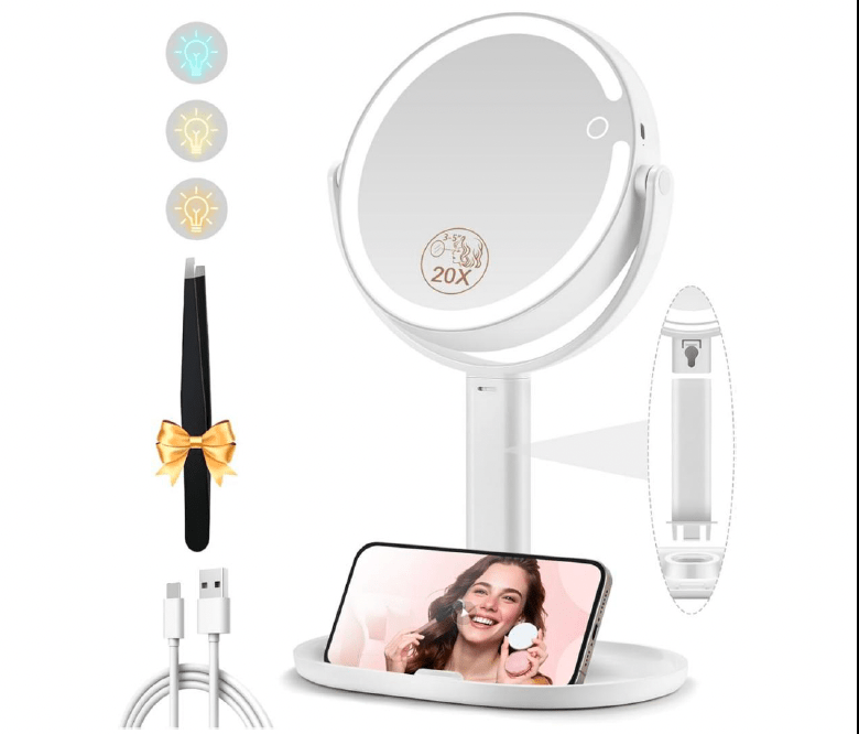 Rechargeable Lighted Makeup Mirror – 1X/10X Dual - Sided with 3 - Color LED – JXVM118 - with | Sold by Uncle Wiener's Wholesale