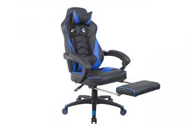 Reclining Racing - Style Gaming Chair with Footrest | Ergonomic Adjustable Seat - with Blue / Black | Sold by Uncle Wiener's Wholesale