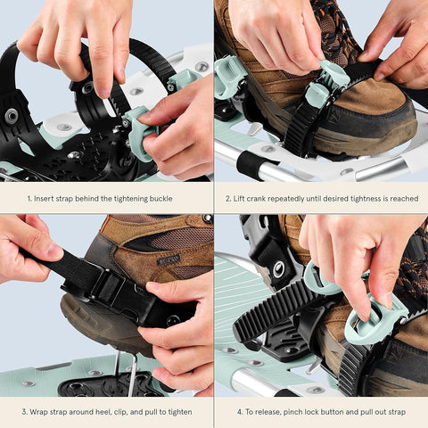 Retrospec Drifter Snowshoe for Men & Women - Aluminum Frames & a Double - Rachet Binding System - Lightweight All Terrain Snow Shoes with Heel Lifters & Pivot System - 21" Winter Mint - with Winter Mint | Sold by Uncle Wiener's Wholesale