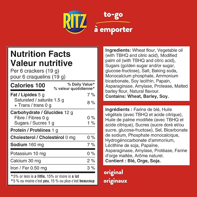 RITZ To - Go Original Crackers 334g 8 Individually Wrapped Cracker Stacks - Snack with | Sold by Uncle Wiener's Wholesale