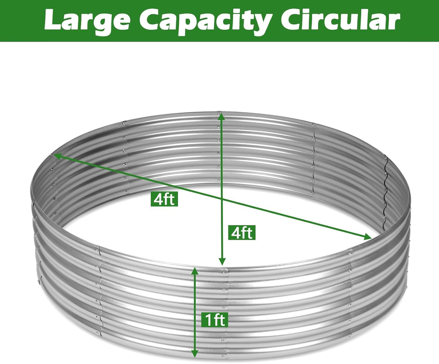 Round Galvanized Raised Garden Bed – 4x4 FT Metal Planter for Vegetables, Flowers & Herbs GB0441 - with | Sold by Uncle Wiener's Wholesale
