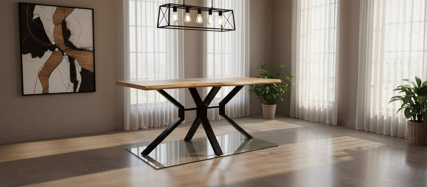 Rustic 6 - Person Industrial Kitchen Dining Wooden Table Steel Frame DA1230 - with | Sold by Uncle Wiener's Wholesale