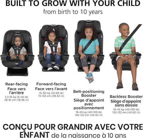 Safety 1st EverSlim 4 - in - 1 Convertible All - in - One Car Seat, infant to toddler, rear and forward facing, booster mode, backless booster, Fits 3 across, Washable seat, Birth to 10 years, Hexagon Horizon - with | Sold by Uncle Wiener's Wholesale