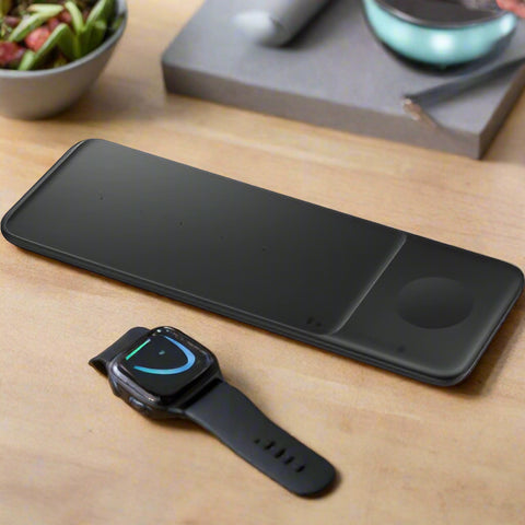 Samsung Wireless Charger Pad Trio – Black – 3-in-1 Charging Station for Phone, Galaxy Watch, and Buds – Open Box