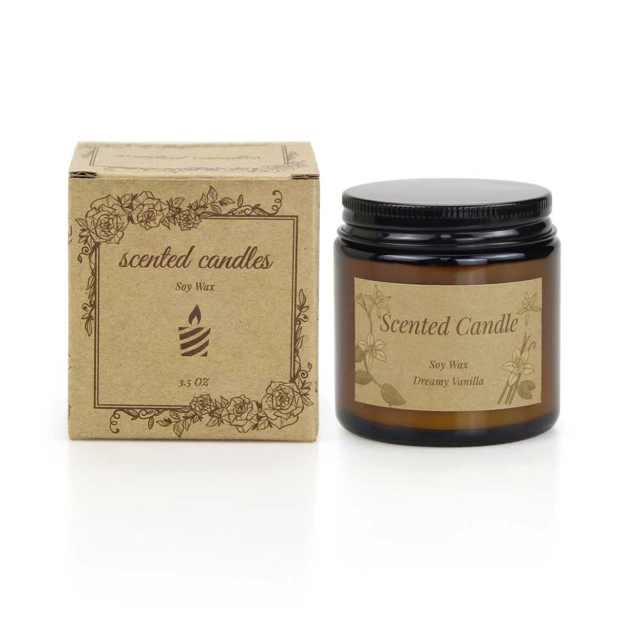 Scented Soy Candle 3.5oz Glass Jar Aromatherapy Vanilla Lavender Jasmine Orange SCN35 - with Vanilla | Sold by Uncle Wiener's Wholesale