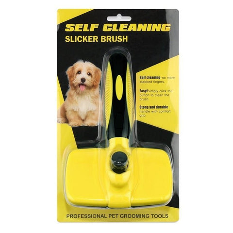 Self - Cleaning Pet Brush – Deshedding Tool for Dogs & Cats | PET035 Slicker Brush - with | Sold by Uncle Wiener's Wholesale