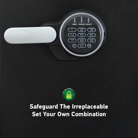 SentrySafe Fireproof and Waterproof Steel Home Safe with Keypad, Floor Safe with Interior Lighting and Shelves, 1.23 Cubic Feet, 17.8 x 16.3 x 19.3 Inches, SFW123FUL - with black | Sold by Uncle Wiener's Wholesale