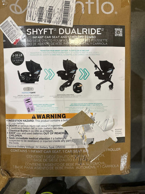 Shyft DualRide infant car seat stroller combo in Beaufort Black with SensorSafe and LockStrong installation