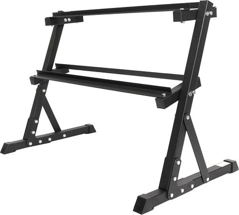Signature Fitness Rubber Encased Hex Dumbbell, 25LB Pair with 2 - Tier Rack - with | Sold by Uncle Wiener's Wholesale
