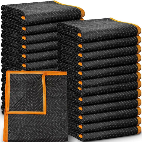 Simpli - Magic Heavy Duty Padded Moving Blankets (12 Pack),Black/Orange - with | Sold by Uncle Wiener's Wholesale