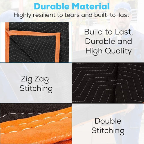 Simpli - Magic Heavy Duty Padded Moving Blankets (12 Pack),Black/Orange - with | Sold by Uncle Wiener's Wholesale